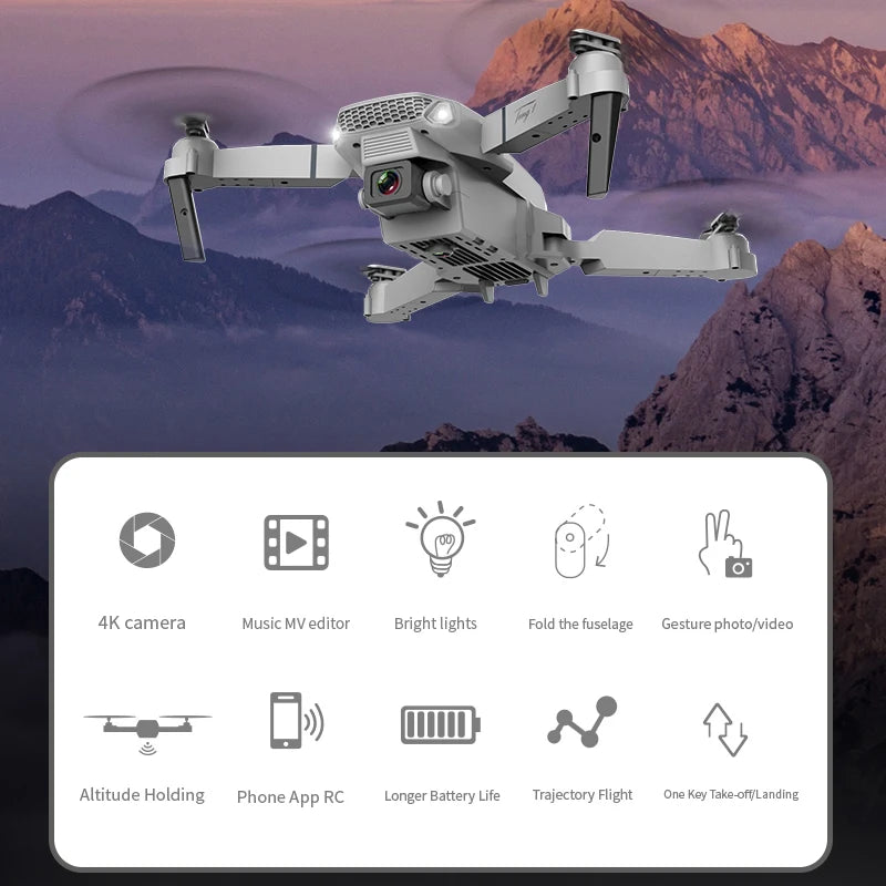 KBDFA 2023 E88 Pro WIFI FPV Drone – 4K/1080P HD Camera, Height Hold, Foldable Quadcopter Helicopter for Kids & Gifts        4o mini