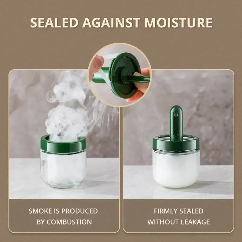 Glass Seasoning Bottle with Telescopic Spoon - Household Kitchen Salt Storage Box, Leak-proof and Moisture-proof