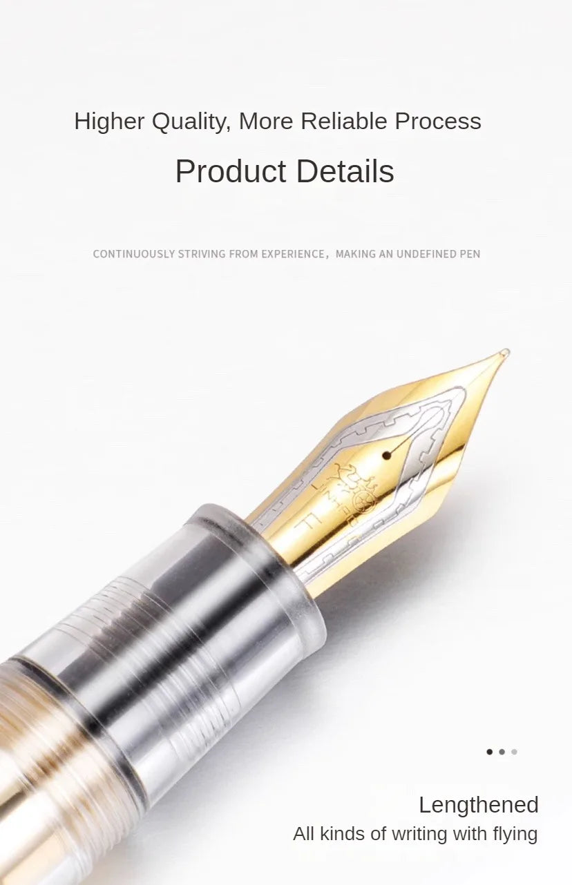 Luxury JinHao 9019 Dadao Fountain Pen – Transparent Acrylic Spin Design, 40mm Nib for Office & School Writing Supplies