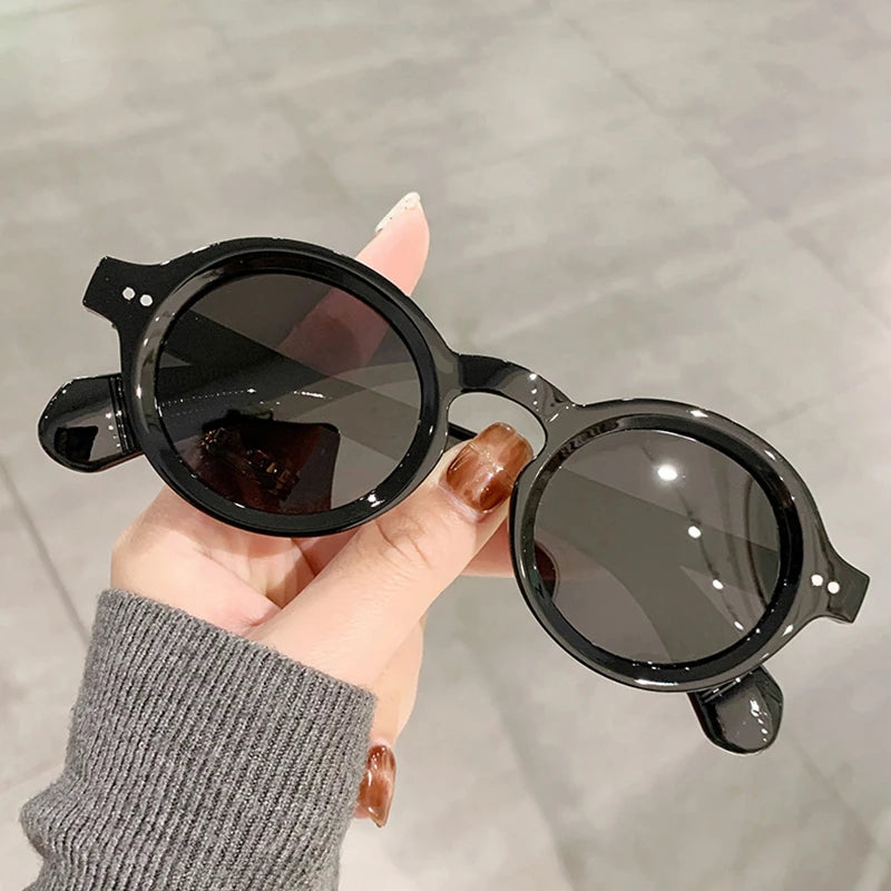 SO&EI Retro Polarized Sunglasses - Round Fashion Shades with Rivet Decor, UV400 Protection & Leopard Punk Style for Women & Men