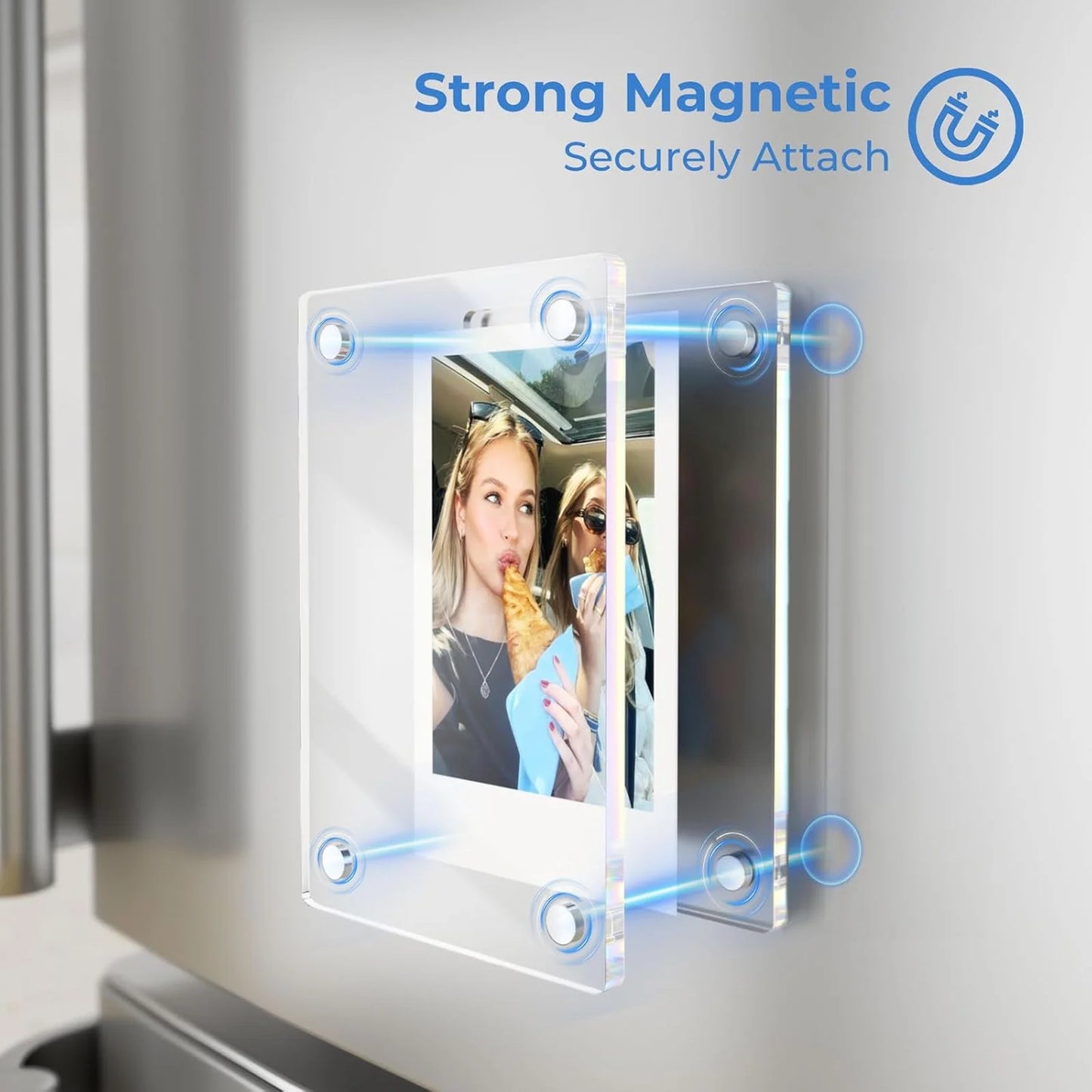 Acrylic Magnetic Photo Frames – 6x9cm Double-Sided Clear Fridge Display Frame, Home Decor Magnet (2.46x3.54 Inch)