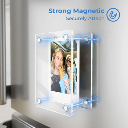 Acrylic Magnetic Photo Frames – 6x9cm Double-Sided Clear Fridge Display Frame, Home Decor Magnet (2.46x3.54 Inch)