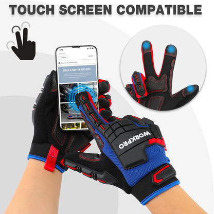 WORKPRO Heavy-Duty Tactical Work Gloves - Touchscreen Full-Finger Impact Protection Gloves for Military, Paintball & Shooting
