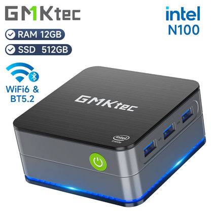 GMKtec G2 Mini PC – Intel 12th Gen Alder Lake N100, Windows 11 Pro, 12GB DDR5 RAM, 512GB SSD, WiFi 6 & BT5.2 Desktop Computer