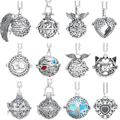 Vintage Mexico Angel Ball Chime Necklace – Antique Locket Aromatherapy Essential Oil Diffuser