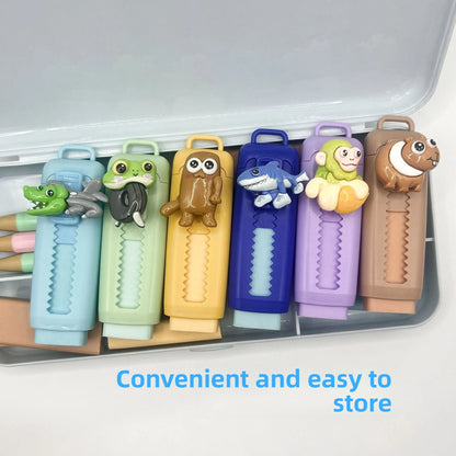 6PCS Italian Brainrot Tung Retractable Pencil Erasers — Kawaii Cute Drawing & Painting School Supplies