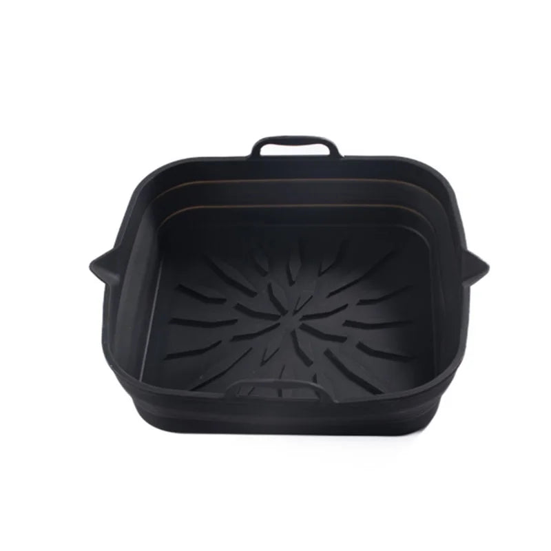 Silicone Air Fryer Liner & Reusable Baking Tray – Square Basket Mat for Oven, Pizza, and Dish Pan Inserts