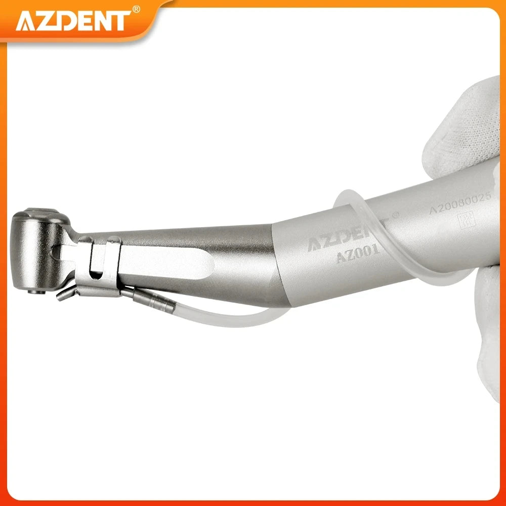 AZDENT Dental Low Speed Handpiece 1:1 Contra Angle – Push Button for ø2.35mm CA Burs, 2/4 Holes, Air Motor