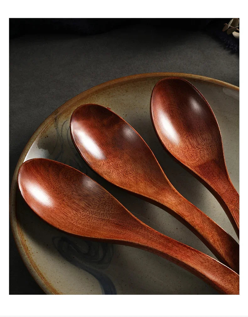 Wooden Soup Spoon — Long & Short Handle Kitchen Utensil for Korean & Japanese Cooking, Ramen & Daily Use