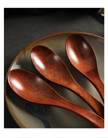 Wooden Soup Spoon — Long & Short Handle Kitchen Utensil for Korean & Japanese Cooking, Ramen & Daily Use
