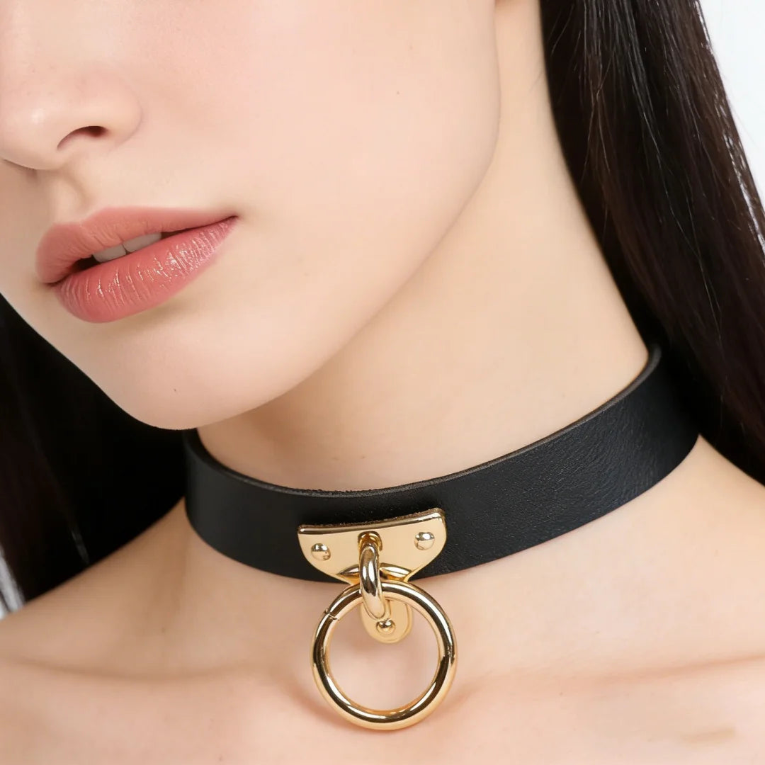 Women's Punk Spike Leather Harness Choker - Metal Collar Necklace for Gothic, Harajuku & Club Fashion