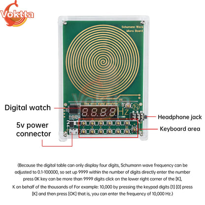 7.83Hz Schumann Wave Generator - Adjustable 0.01–100000Hz Sine Wave Resonator with 3.5mm Audio & USB Power