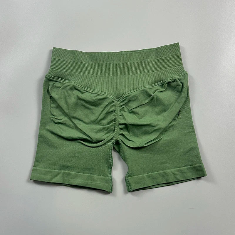 Impact Seamless Scrunch Bum Yoga Shorts – Low Ribbed Waistband, High Stretch Workout & Running Gym Shorts