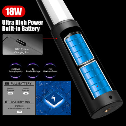 LUXCEO P520 RGB LED Video Light Stick 2500K-6500K Handheld Photography Studio Lamp Portable Camera Light for TikTok & Vlogging