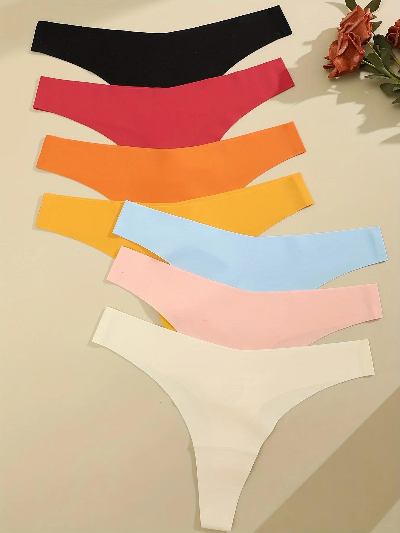FINETOO 6PCS Seamless Ice Silk Thongs for Women – Breathable T-Back Crotch Briefs, Sexy Solid Tanga Lingerie in 10 Colors