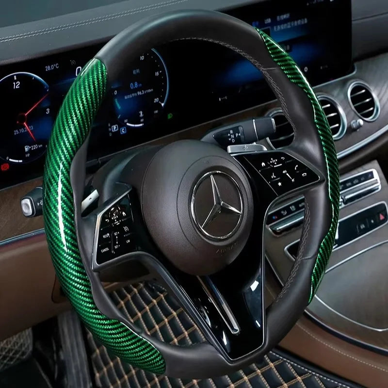 Carbon Fiber Silicone Steering Wheel Cover - Non-Slip Microfiber Leather Universal Car Wheel Protector 2/3PCS