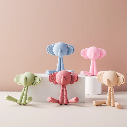 Baby Silicone Teether Toy - Cartoon Rattle Gum Relief Infant Teething Accessory for 0-12 Months