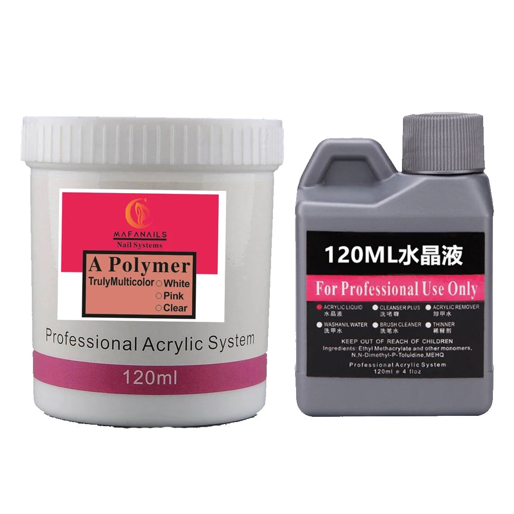120ml EMA Polymer Acrylic Liquid & Powder - Pink Nail Builder for Dipping, Carving, Acrylic Powder, and Nail Tip Extensions