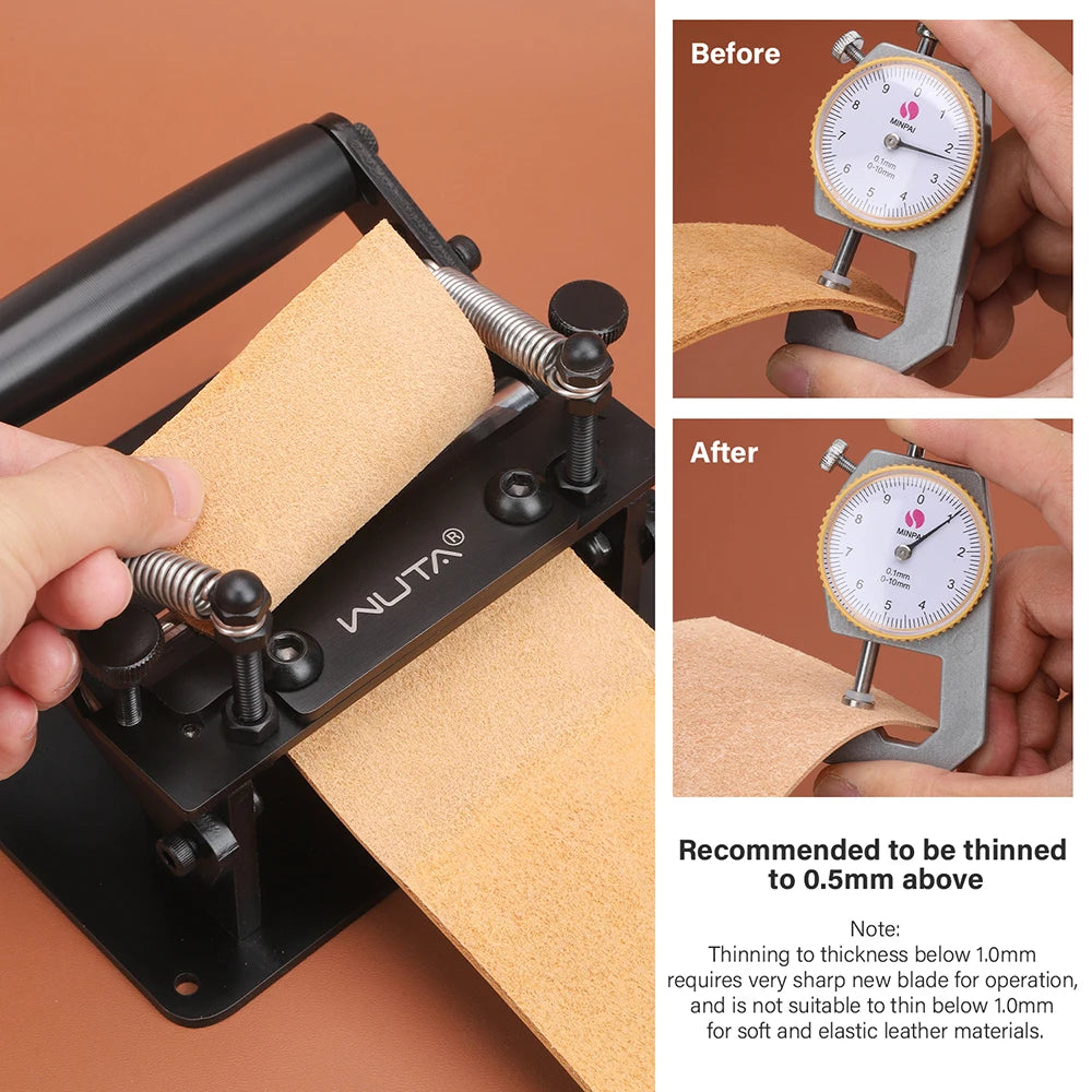 WUTA Manual Leather Skiving Machine – Belt Thinning Splitter & Strap Cutting Tool for Cowhide Leather DIY