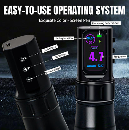 Wireless Tattoo Pen Machine – Dual Mode Direct Drive with IPS Screen, 1800mAh Battery & Timing Function for Professional Tattoo Artists