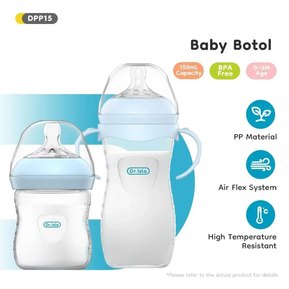 BPA-Free Baby Feeding Bottle - PP Newborn Milk Bottle with Handle, 150/240/330ml