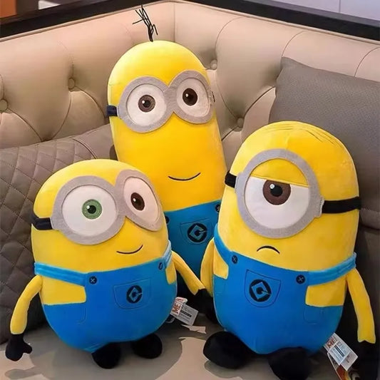 Cute Minions Plush Toy – Yellow Bob & Stuart Soft Dolls in Jeans, Perfect Christmas & Birthday Gift (1pcs)