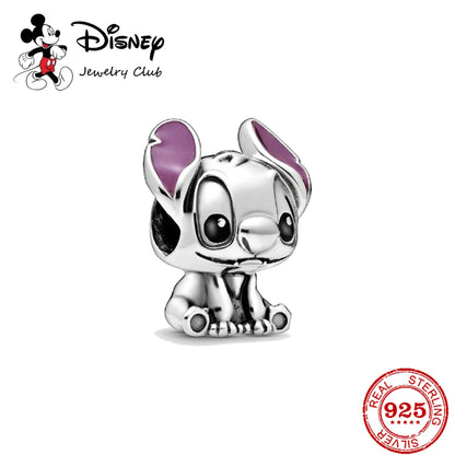 New 925 Sterling Silver Mickey Minnie Vinnie Charm – Beaded Fit for Original Pendant Bracelet, DIY Ladies Jewelry