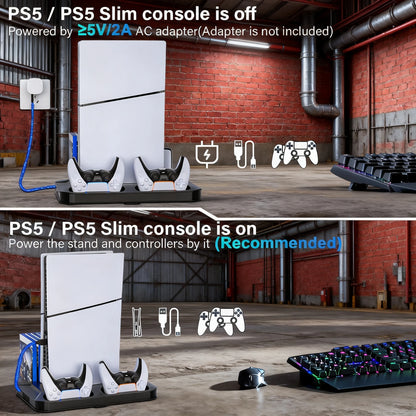 PS5 Console Cooling Station with Dual Controller Charger — Compatible with PS5, PS4, Slim & Pro | Built-in Fan & Charging Dock