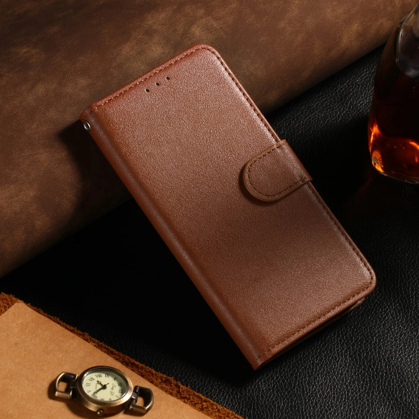 Leather Flip Wallet Case with Stand – Protective Cover for iPhone 15, 14, 13, 12 Mini, 11 Pro Max, X, XR, XS Max, 7, 8, 6, 6s Plus, 5, 5s, SE 2020