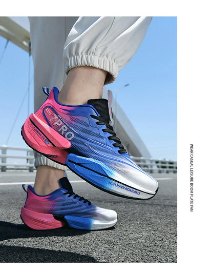 New Men's Carbon Plate Sneakers – Outdoor Soft Sole Mesh Sports Shoes, Lightweight Anti-Slip Running Shoes, Casual Couple Tennis Shoes