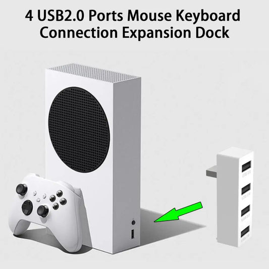4-in-1 USB Expansion Dock for Xbox Series S — No Latency, Anti-Interference USB2.0 Hub for Game Consoles & Controllers