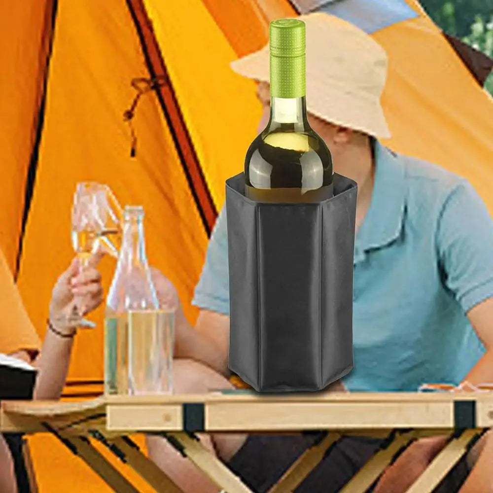 Reusable Wine Cooler Sleeve – Folding Bottle Chiller with Ice Pack for Red, White Wine & Champagne