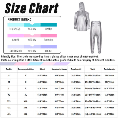 Unisex PVC Sauna Suit — Long Sleeve Top & Elastic Waistband Pants for Men & Women, Slimming Fitness Workout Outfit