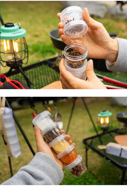 Portable Travel Camping Spice Kit | Bag with 5 Clear Seasoning Bottles & Condiment Container Set