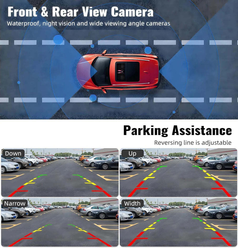 10" 4K Dash Cam Car DVR – 3840x2160P, CarPlay, Android Auto, GPS, 5G WiFi, AUX, Rearview Mirror Dash Camera, FM Recorder