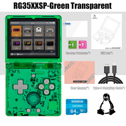 ANBERNIC RG35XXSP Flip Handheld Game Console – 3.5” IPS Display, 64GB, 64-Bit Linux, Online Play