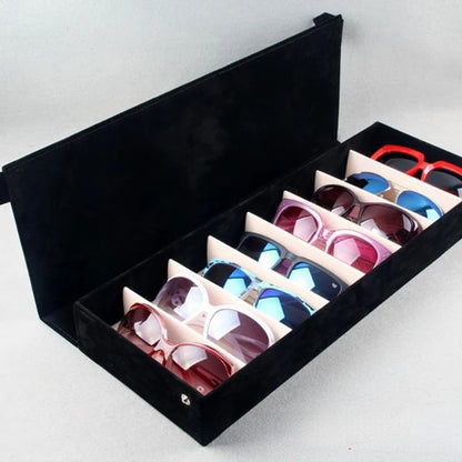 High-Quality Glasses Storage Case – 8-Slot Grid Display Stand for Eyeglasses & Sunglasses Organizer