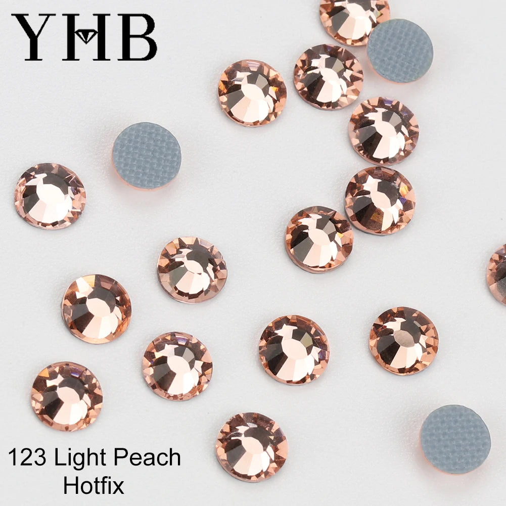 YHB 101-127 Hotfix Crystal Rhinestones - Glitter Glass Flatback Gems for Bags, Shoes, Garments, Phone & Nail Art DIY
