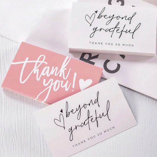 50pcs Thank You Business Cards – Customer Appreciation Gift Tags for Cake Decoration, Retail Packaging & Small Business Branding Cards