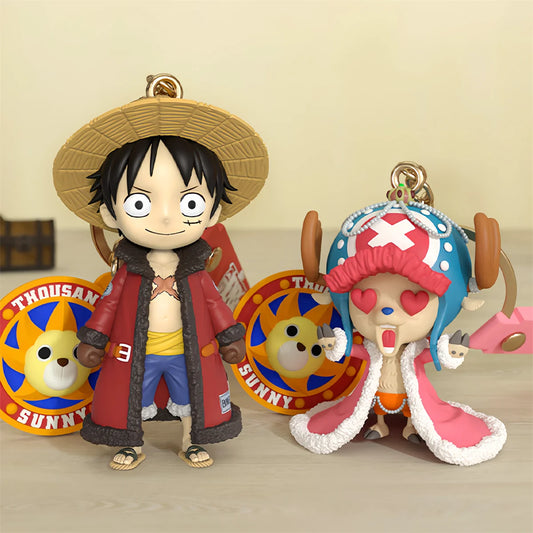 One Piece Anime Keychain Figures - Luffy Chopper Cartoon Bag Ornaments Kids Birthday and Holiday Gifts