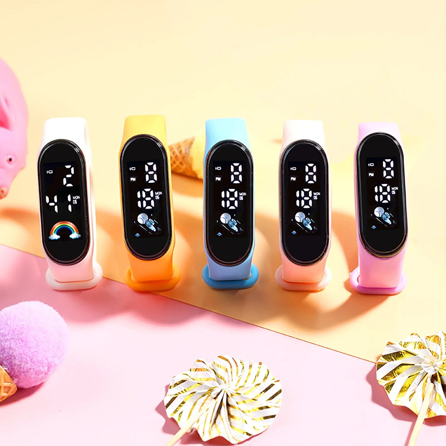 Kawaii Kids Smart Watch – Waterproof Digital Sports Watch for Boys & Girls with Silicone Strap