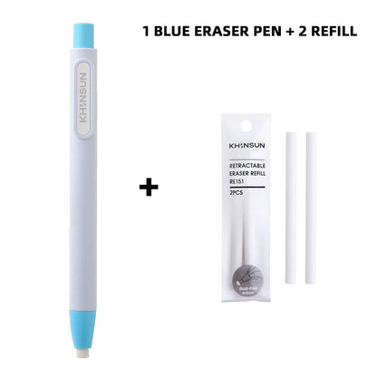 Retractable Press Eraser Pen – Replaceable Core Push-Button Art Eraser for Students, Kids & School Stationery Supplies