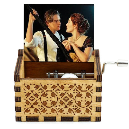 Wooden Hand Crank Jurassic Park Music Box – Classic Theme Melody Gift for Kids & Collectors