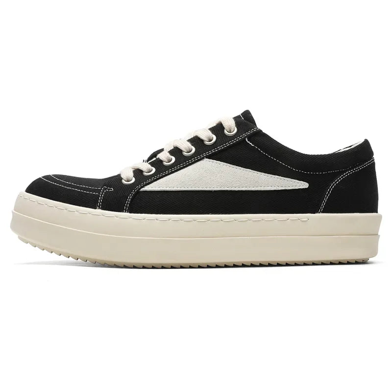 Unisex Canvas Platform Sneakers - Casual Thick-Sole Flat Skate Shoes for Couples