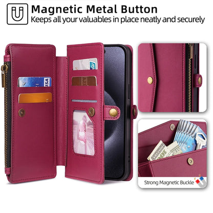 Magnetic Leather Wallet Phone Case for iPhone SE (2020/2022) to 15 Pro Max – Flip Cover with Card Holder & Stand Function