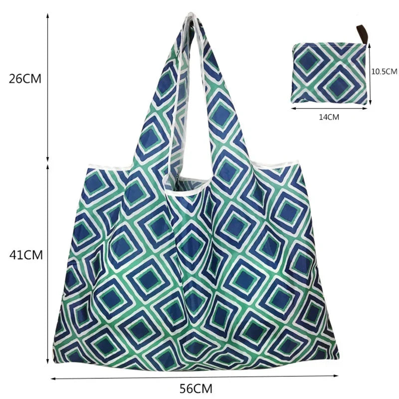 Large Reusable Shopping Storage Bags - Foldable Grocery & Beach Toy Tote Pouch with Shoulder Strap for Travel