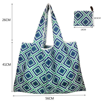 Large Reusable Shopping Storage Bags - Foldable Grocery & Beach Toy Tote Pouch with Shoulder Strap for Travel