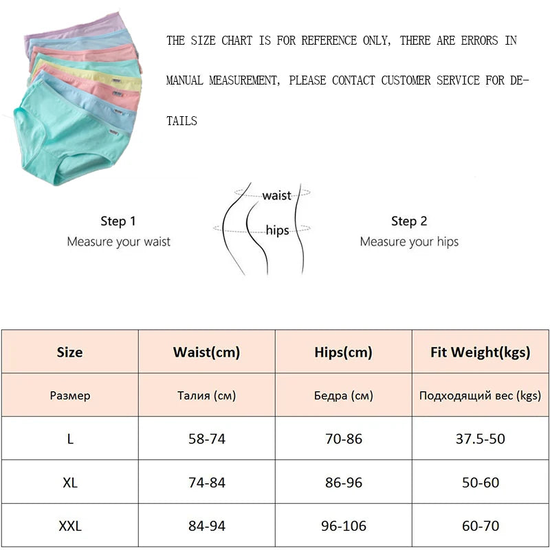 Women’s Cotton Underwear - Candy Color Mid-Waist Breathable Plus Size Briefs