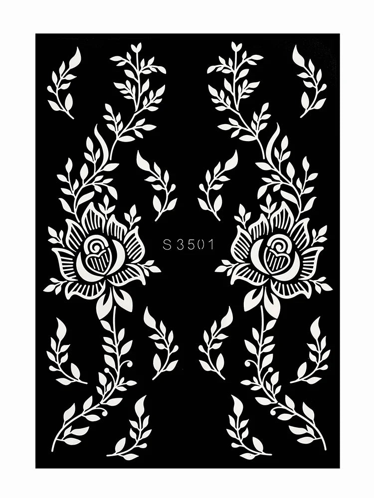 Reusable Henna Stencil Templates for Hand & Body – Floral Tattoo Stencils for Women, Weddings & Festivals Body Art Makeup Tools