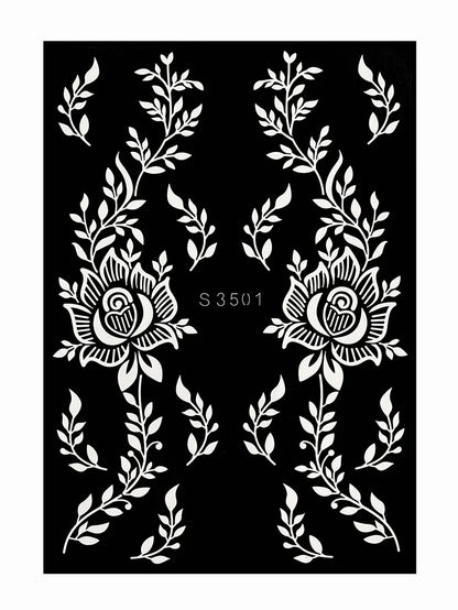 Reusable Henna Stencil Templates for Hand & Body – Floral Tattoo Stencils for Women, Weddings & Festivals Body Art Makeup Tools
